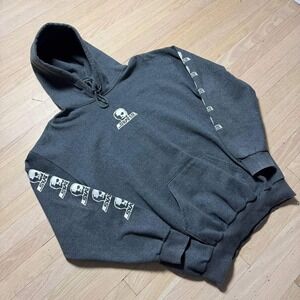 Skull Skates Hoodie Mens Large Charcoal Grey Logo Sleeve Print Made in Canada